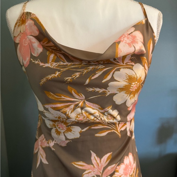 FREE PEOPLE ELLA Flora Print Maxi Dress 12 large cowl neck slip dress - Picture 8 of 10